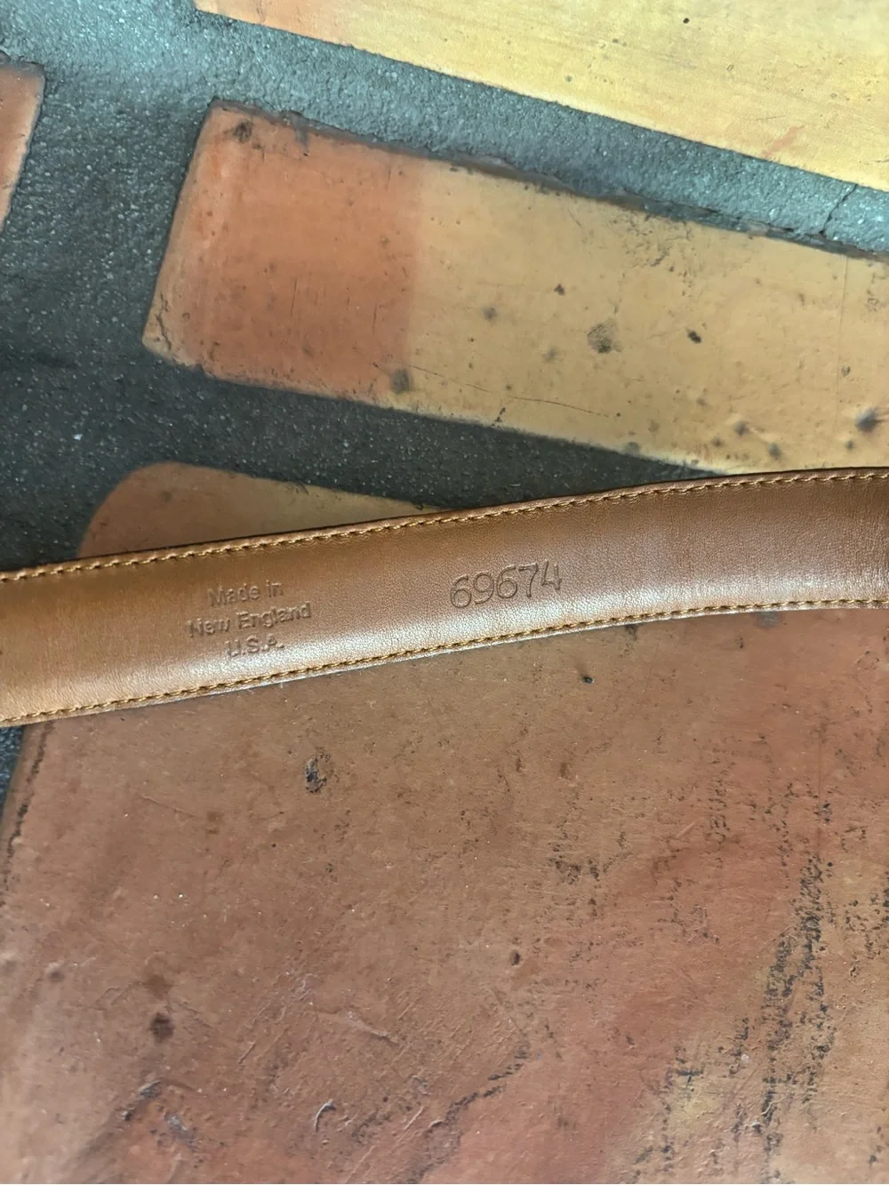 Vintage  Lizard skin Brown Men's Belt with 100% Brass Buckle Made in USA